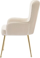 thumbnail of Esszimmerstuhl 4er Set Samt Beige+Gold mit Armlehnen, Lendenstütze und verstellbaren Metallfüßen – Komfortabel und elegant, 83x57x53 cm