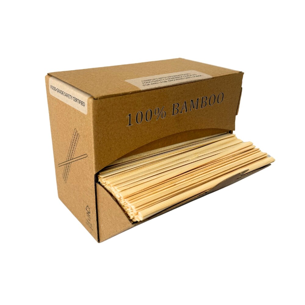 Bamboe roerstaafjes in dispenserdoos 140 mm (1000 stuks)