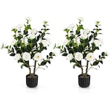 thumbnail of COSTWAY Set von 2 Kunstbäumen mit Blumen 95 cm, Künstlicher Kamelienbaum, Kunstpflanze im Topf, Kunstblume Zuhause