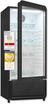thumbnail of Exquisit Glastürkühlschrank, 200l Getränkekühlschrank mit LED, Umluft, 3 verstellbare Ablagen, CoolPro, GKS5180-GT-431D schwarz
