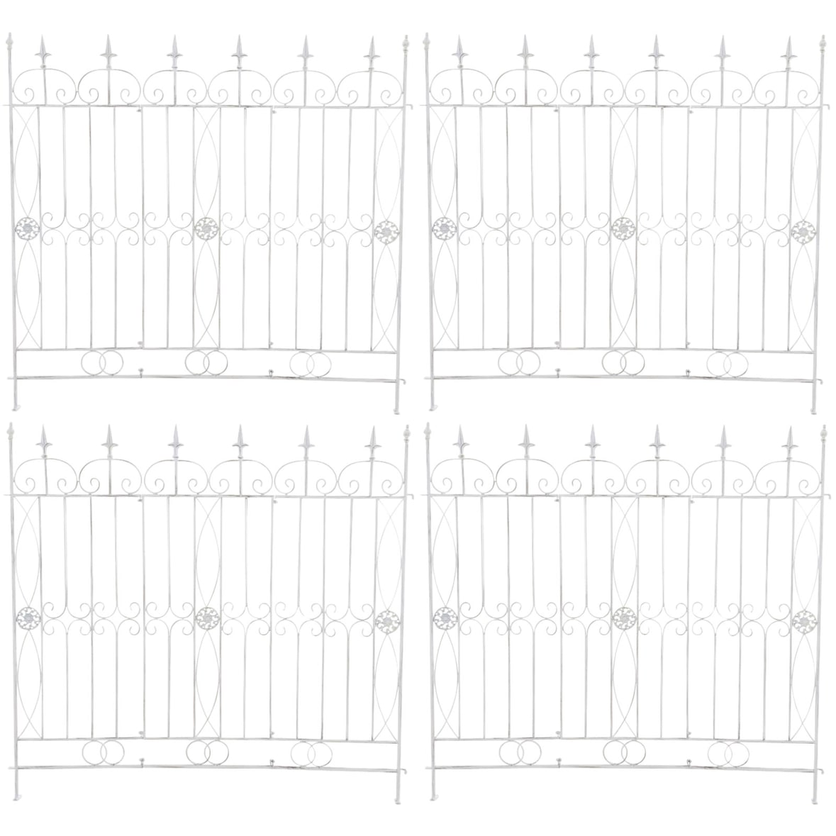 Conjunto de 4 cercas de jardim acelga branco antigo.
