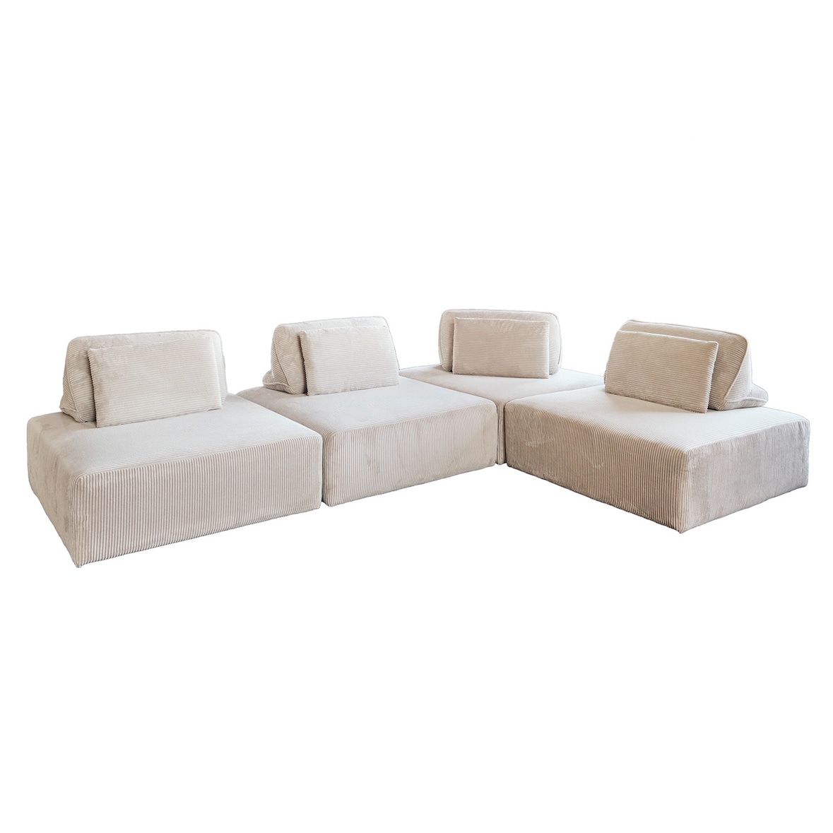 KAWOLA Modulsofa WIOLO SOFT 4 Module 4 Rückenkissen Cord cremeweiß