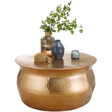 thumbnail of Couchtisch 60x30,5x60 cm Aluminium Gold Beistelltisch orientalisch rund, Flacher Hammerschlag Sofatisch Metall, Design Wohnzimmertisch modern,