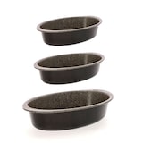 thumbnail of Mamù set van 3 ovale bakvormen van 25/30/35 cm, antiaanbaklaag, aluminium, PFOA-vrij, krasbestendig, gemaakt in Italië