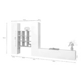 thumbnail of Dmora Wohnzimmermöbel Denis, Wohnzimmer-Set TV-Möbel mit 3 Türen, Mehrzweck-Wohnmöbel, 100 % Made in Italy, cm 270 x 30 h 180, glänzend weiß und Ahorn