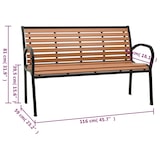 thumbnail of Helloshop26 - Banco de jardín mobiliario de exterior para terraza negro y marrón 116 cm acero y WPC 02_0011759
