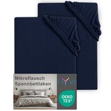 thumbnail of Spannbettlaken DreamScience Mikroflausch - Kuschelweiches & Wärmendes Bettlaken Spannbetttuch 180x200 - 200x200 cm (2er Pack) navy