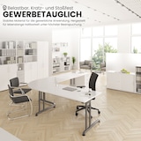 thumbnail of bümö höhenverstellbarer Schreibtisch Z-Serie 80x80 cm in Nussbaum, Gestell in Graphit - PC Tisch klein für's Büro manuell höhenverstellbar,