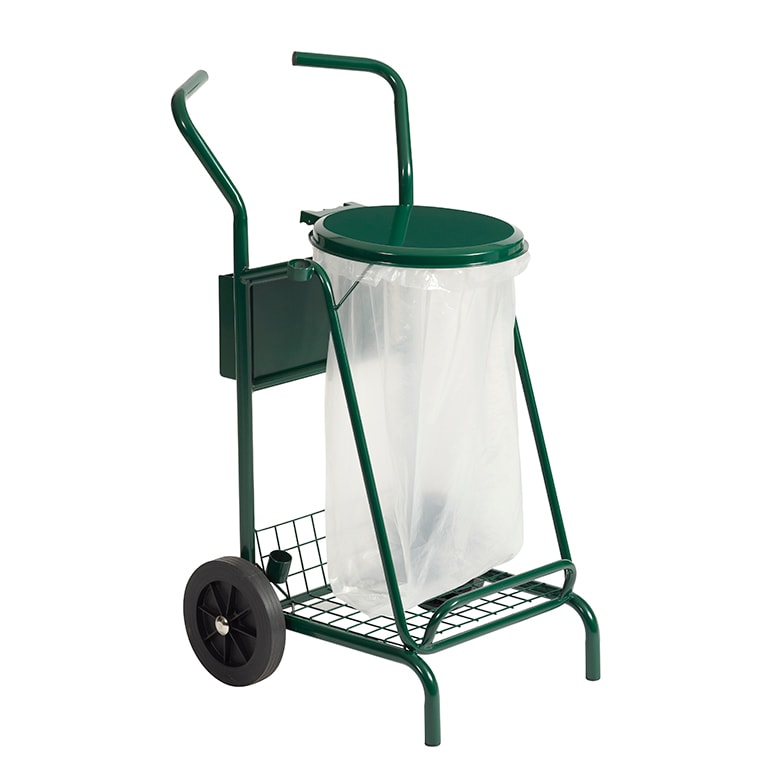 ROSSIGNOL Chariot de voirie roues caoutchouc 110L avec couvercle MOBISAC vert mousse