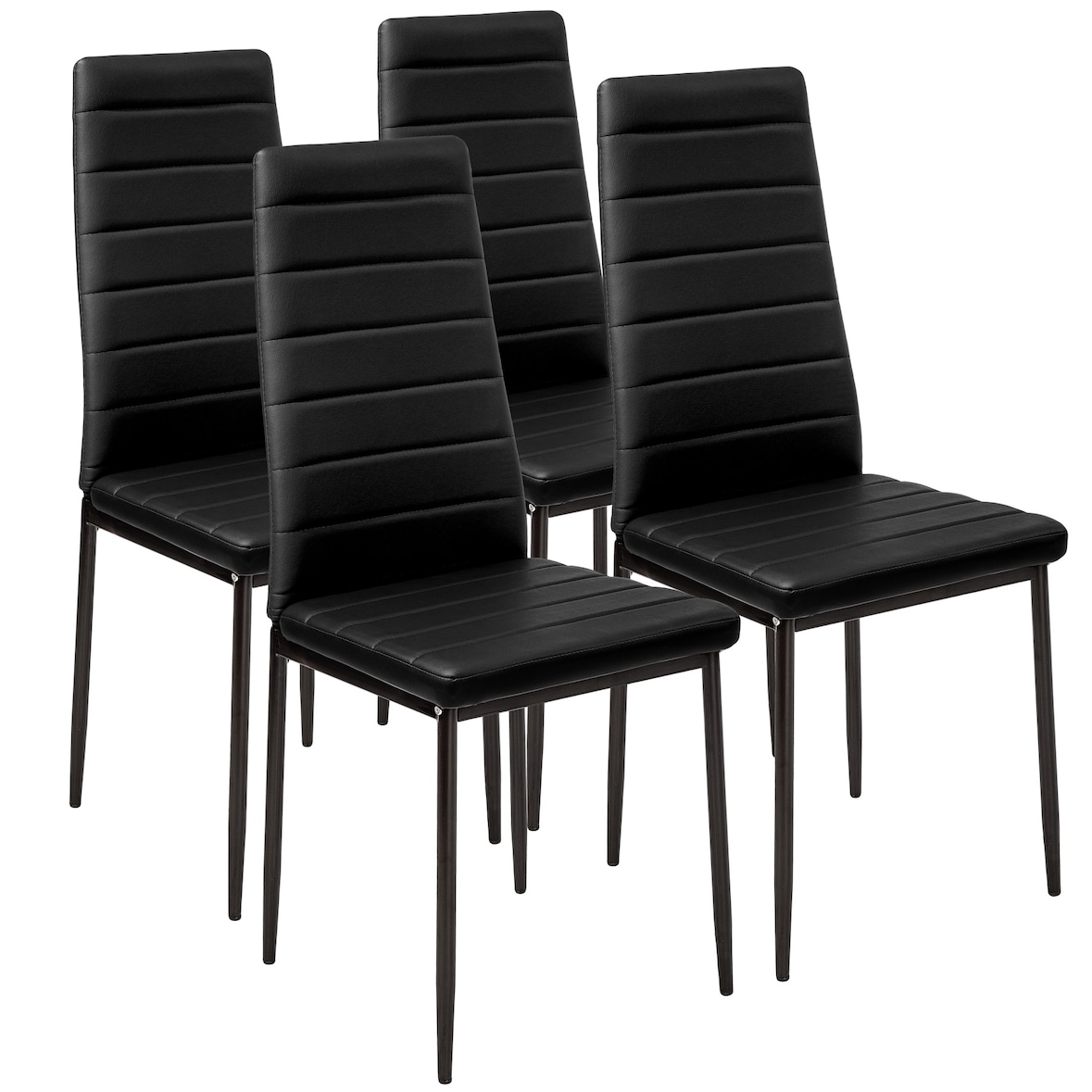 tectake 4 sedie da sala da pranzo in pelle sintetica - nero - 401843