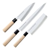 thumbnail of 3 Claveles NIPON - Kit Cuchillos Grandes Tipo Japonés Acero Inoxidable y Mango de Arce