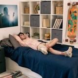 thumbnail of Relaxdays Aufbewahrungsbox, 19 l, Ordnungsbox aus Stoff, 6er-Set, HBT 26,5x28x28cm, faltbarer Regalkorb, Griff, hellgrau