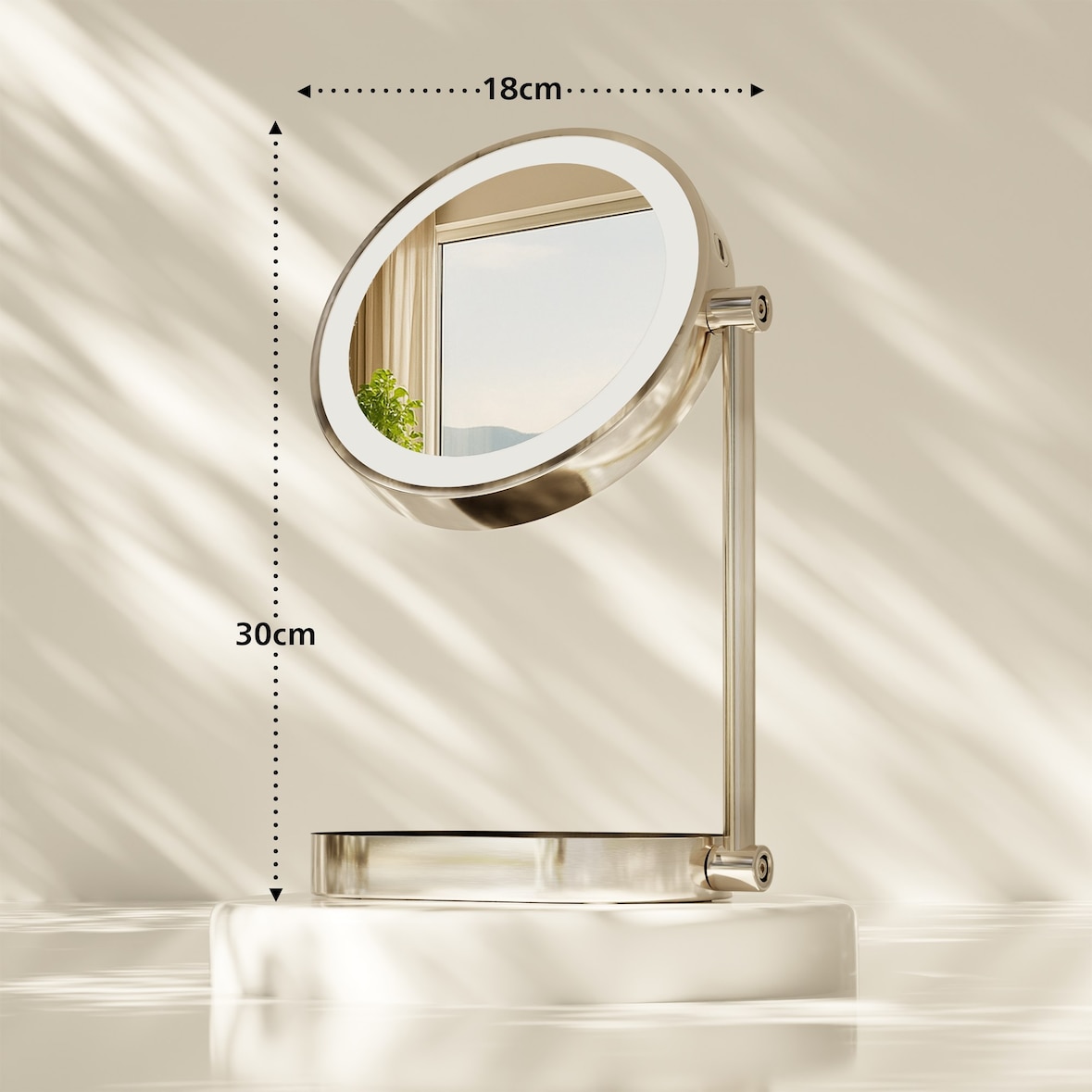 CLP Espejo de maquillaje Winslet Vidrio HBT: 30x18x18 cm Blanco