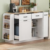 thumbnail of Sideboard 134x40x86 cm Weiß mit Abfallbehälterfach, offenen Regalen und Einlegeböden, MDF Korpus, moderne Anrichte für Küche und Esszimmer
