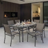 thumbnail of Mesa redonda de jardín Ø100 cm de acero pintado con tablero de vidrio templado, para jardín, terraza y balcón, resistente y estable – Dario