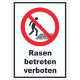 thumbnail of Rasen betreten verboten Schild A4 Rückseite selbstklebend