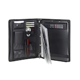 thumbnail of Alassio Konferenzmappe A4 Leder schwarz Businessmappe Ringbuchmappe Schreibmappe mit Klemmbrett und Ringmechanik 30072