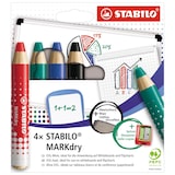 thumbnail of STABILO 4 crayons marqueurs MARKdry + 1 taille-crayon + 1 chiffonnette
