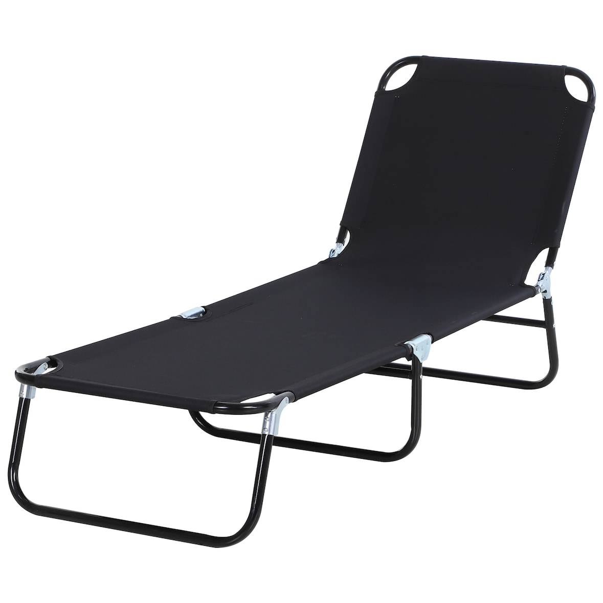Outsunny Tumbona Plegable Reclinable con Ángulo Ajustable de 5 Posiciones para Jardín Exterior Piscina Terraza Camping Carga 120 kg 190x56x28 cm Negro