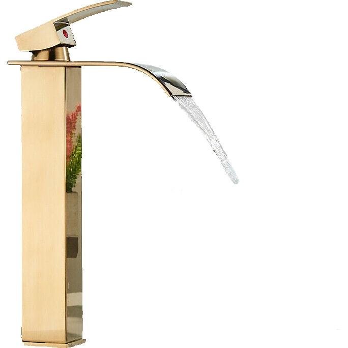 ROSA | Torneira de banheiro com cascata alta premium dourada | Misturadora Hotel Gastro Premium para lavatório independente - de aço inox bica alta