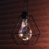 thumbnail of LED Solar Hängeleuchte eckig Industrial Look schwarz Gitter H: 14,5cm