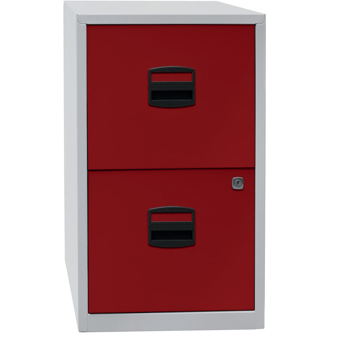 Bisley Home Hängeregistraturschrank mit Schloss aus Stahlblech, 2 Schubladen, einbahnig - Hängeregisterschrank abschließbar, Hängeregistratur für