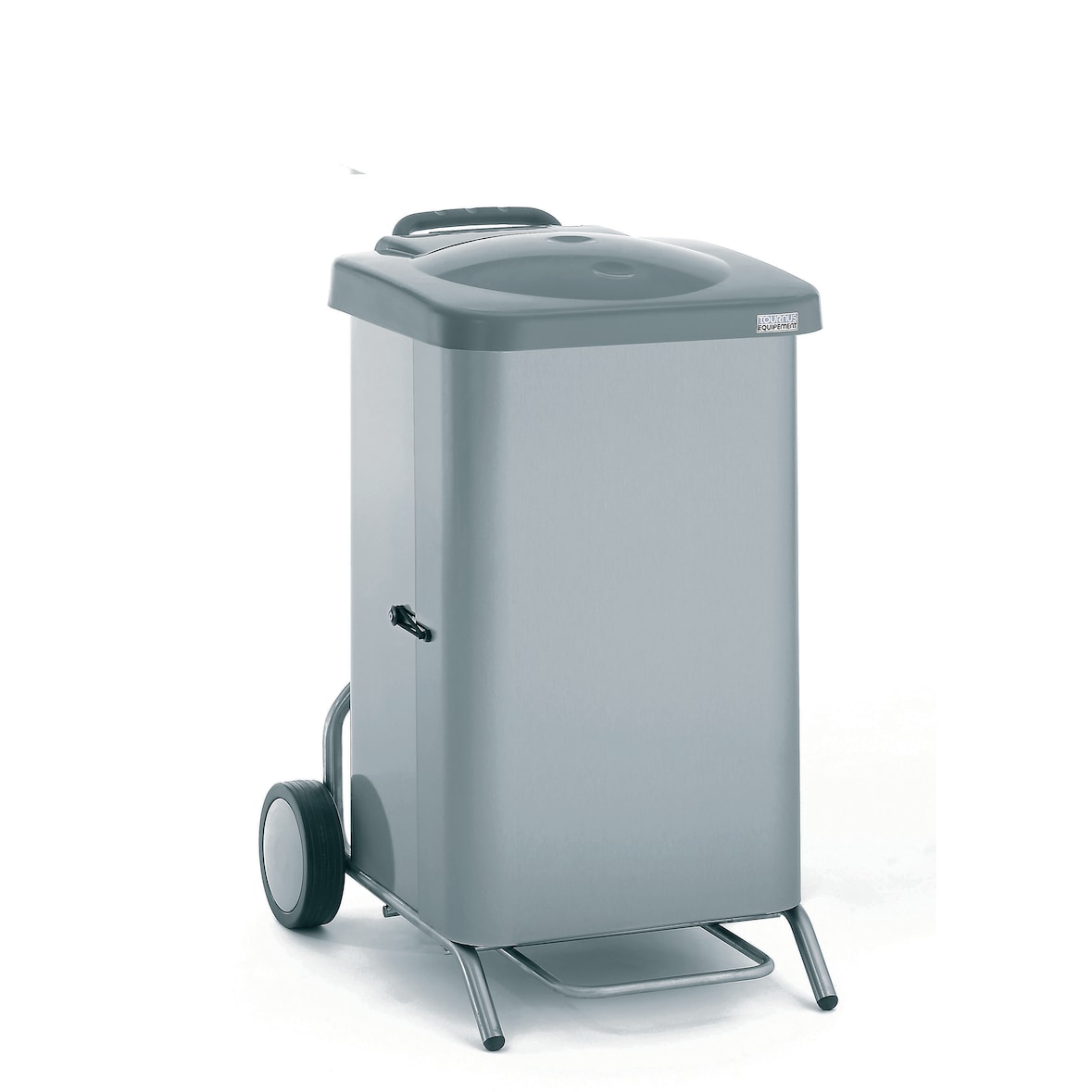 Tournus-afvalzakhouder met roestvrijstalen bekleding. Op wielen. Voor zakken van 70 liter.  Afmetingen b x d x h: 450 x 535 x 900 mm