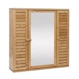 thumbnail of Décoshop26 - Badezimmer-Wandschrank mit Spiegel 3 Einlegeböden 3 Türen Bambus 60x60x15 cm 04_0005765