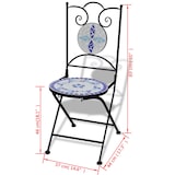 thumbnail of Set de mesa y sillas de jardín 3 pzas con mosaico azul y blanco