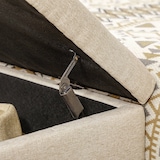 thumbnail of HOMCOM banco de almacenamiento otomana rectangular tapizado de lino con tapa abatible y patas de acero para salón dormitorio habitación 110x44x48 cm