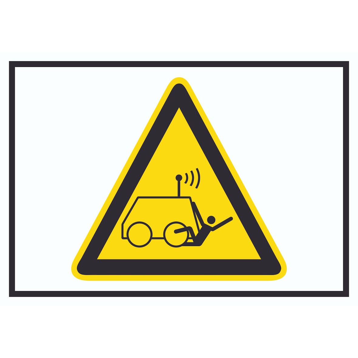 Warnung vor Überrollen durch ferngesteuerte Maschine Symbol A4 Rückseite selbstklebend Schild