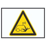 thumbnail of Warnung vor Überrollen durch ferngesteuerte Maschine Symbol A4 Rückseite selbstklebend Schild