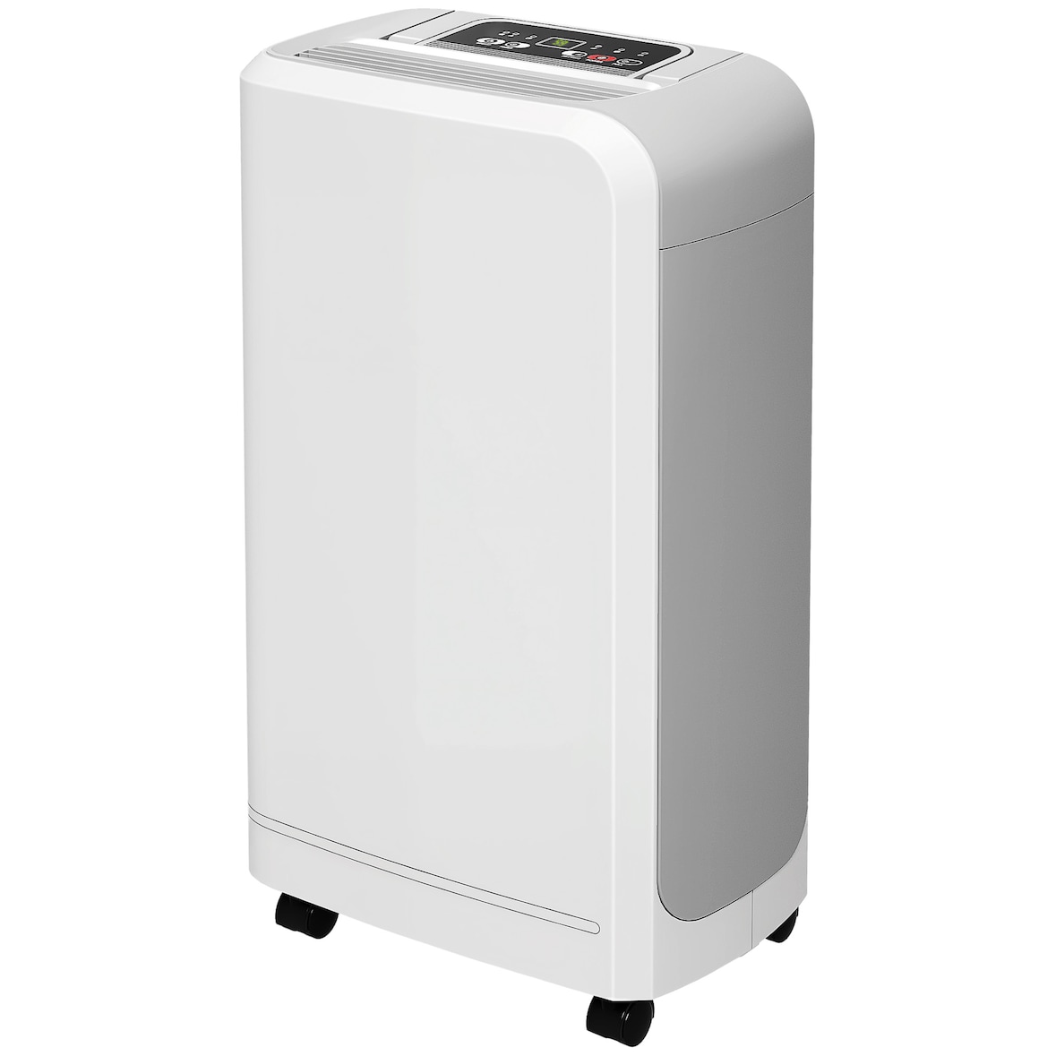 Deshumidificador eléctrico 12L/día depósito de agua 0,8L con ruedas temporizador de 24 horas pantalla digital de humedad y asa blanco
