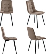 thumbnail of Essgruppe Esstisch mit 4 Stühlen 117x68x75 cm MDF Tischplatte in Marmoroptik Braun Samt Polster Metallbeine modern für Küche und Esszimmer