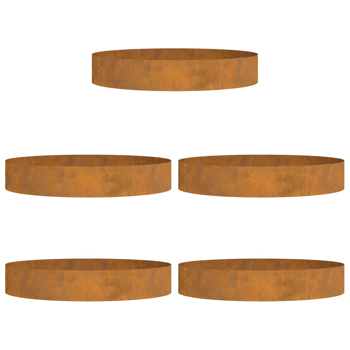vidaXL Plantenring 5 pcs Bruin 120 x 120 x 20 cm Cortenstaal