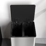 thumbnail of Cubo de basura de cocina con 2 compartimentos 2x30L papelera cocina de acero inoxidable con pedal tapa de cierre suave y cubo extraíble plata