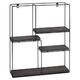 thumbnail of Estante de pared HWC-K76, estante colgante estante flotante, 4 estantes metal madera maciza industrial 51x40x11cm ~ gris oscuro
