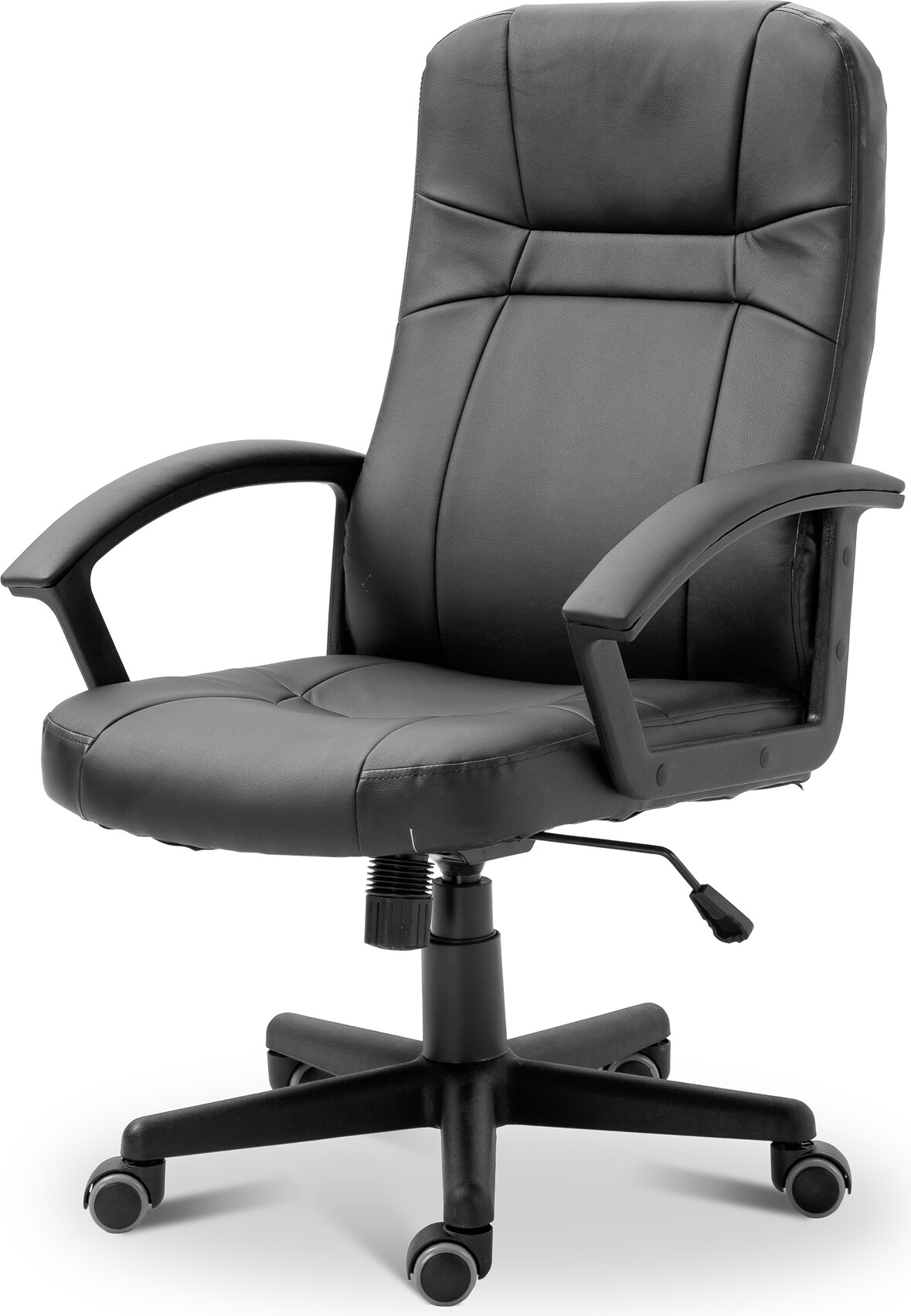 Silla de oficina con asiento en símil piel color Negro. Modelo Elsa