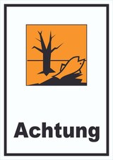 thumbnail of Schild Gefahrensymbol Umweltgefährlich Achtung hochkant A2 Rückseite selbstklebend