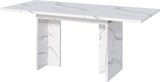 thumbnail of Ausziehbarer Esstisch MDF Weißer Marmor 140-180x80 cm, rechteckig, 30 mm Tischplatte, T-förmige Beine, für 6-8 Personen