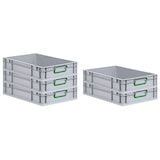 thumbnail of PROREGAL 5x Eurobox NextGen Color | HxBxT 12x40x60cm | 23 Liter | Griffe grün geschlossen | Glatter Boden | Eurobehälter