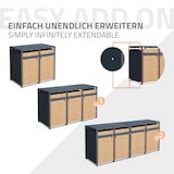 thumbnail of ML-Design Mülltonnenbox 4er Anthrazit-Holzoptik, für 4×240L, 264×80×116 cm, Stahl, wetterfest & abschließbar, Müllbox mit Deckel/Türen
