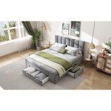thumbnail of Polsterbet 140x200 mit 4 Schubladen Samtbett mit Storage höhenverstellbarem Kopfteil ,Klassisches Polsterbett
