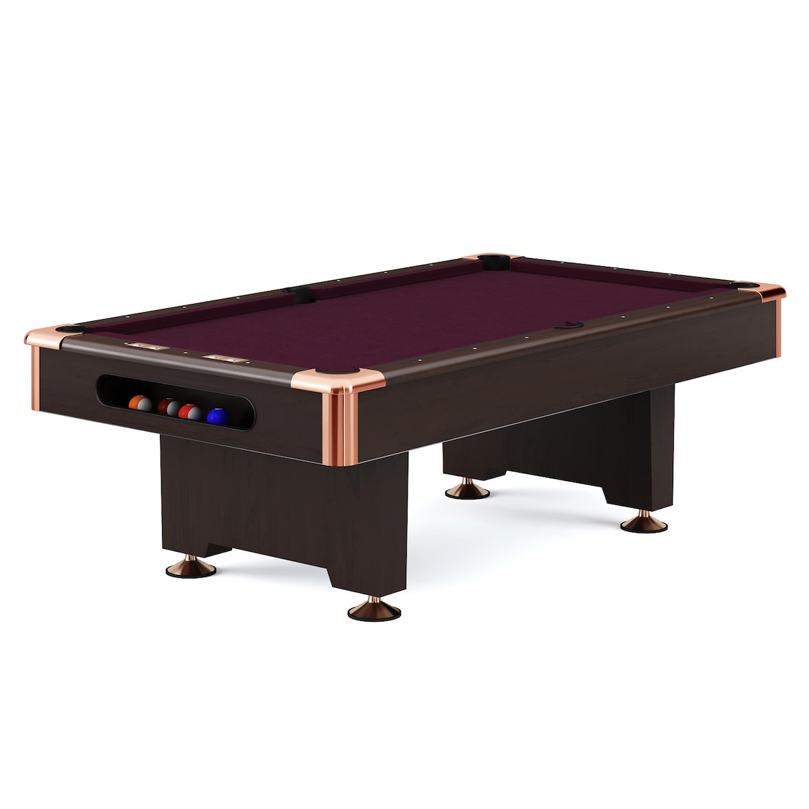 Automaten Hoffmann Billardtisch "Club Pro III" Dekor Nussbaum, Simonis 860, Wine, 7 ft (Spielfeld 198x99 cm)