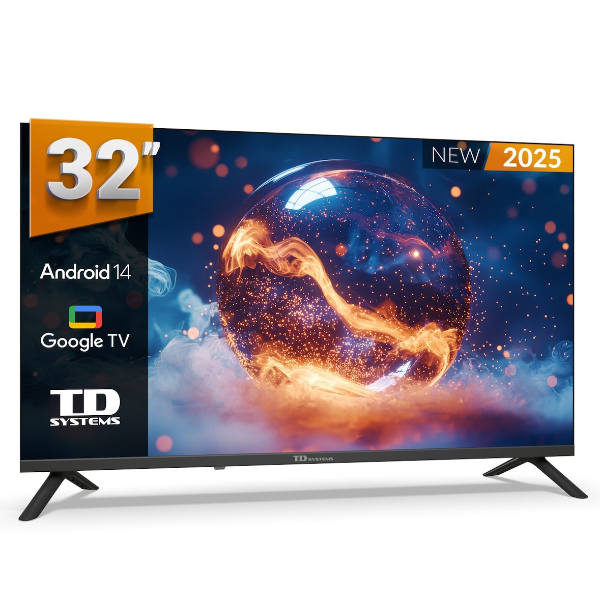 Smart TV 32 pulgadas HD Hey Google Official Assistant con control por voz. Televisor Android 14 - TD Systems PRIME32C21GLE