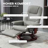 thumbnail of Relaxsessel TV Sessel Kunstleder Grau 78x87x100 cm mit 145 Grad verstellbarer Rückenlehne manueller Fußstütze drehbar ergonomisch