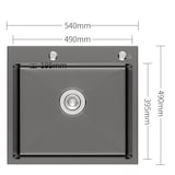 thumbnail of Gasfrit - Keukenspoelbak met sifon voor opbouwmontage van roestvrij staal zwart, 1 spoelbak, 540 x 490 x 200 mm