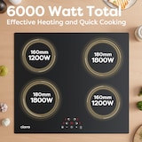 thumbnail of CIARRA Plaque à Induction 4 Foyers 60 cm, plaques de cuisson encastrables 4 zones, 6000 W VM4BIH-D