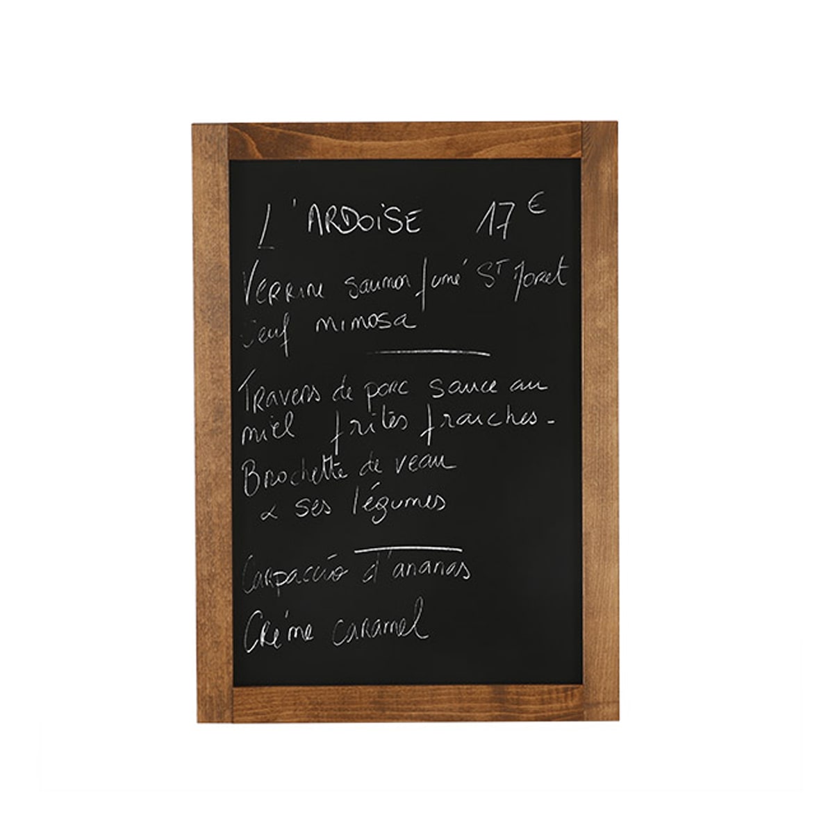 Tableau Ardoise Craie Mural 90 x 40 cm cadre bois fonce