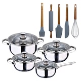 thumbnail of BERGNER - 7-teiliges Kochgeschirr-Set aus Edelstahl, geeignet für Induktionsherde, mit einem Set aus 5 Küchenutensilien aus Silikon und Holz
